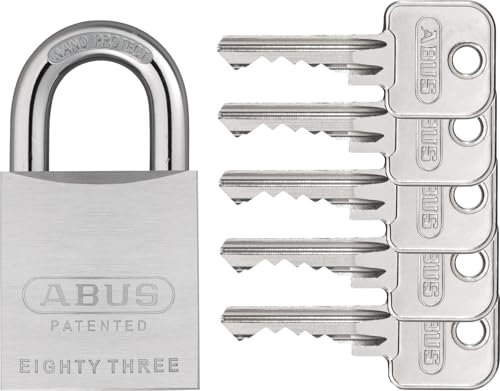 ABUS Vorhängeschloss Messing 83/50 Eighty Three mit 5 Schlüssel vs. - gehärteter Stahlbügel, nano protect - wetterfest - Security Level 8+