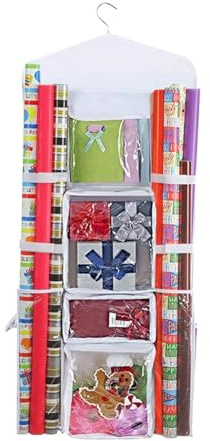Geschenkpapier-Aufbewahrungstasche Zum Aufhängen, Geschenkpapier-Aufbewahrung, Doppelseitige Hängende Geschenktüte, Geschenkpapier-Aufbewahrung Mit Mehreren Taschen