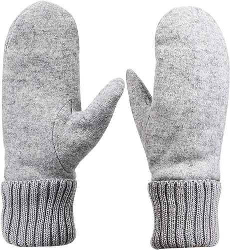 HPONEZJ Fäustlinge Damen Winter Handschuhe Wolle Fausthandschuhe Plüschfutter Wollhandschuhe Doppellagig Warm Strickhandschuhe Winddicht Winterhandschuhe Damen Herren Handwärmer für Outdoor Fahrrad