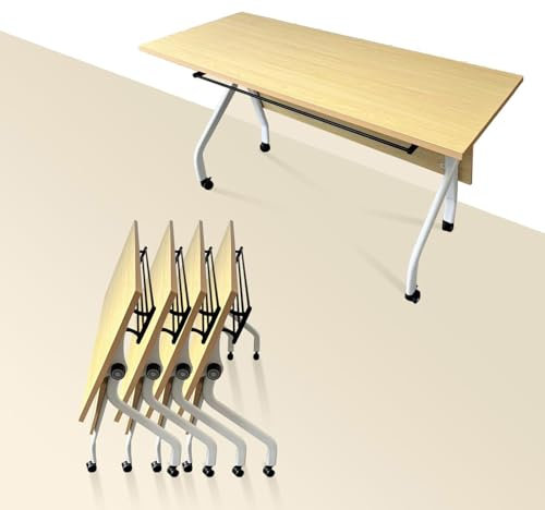 Generisch Konferenztisch - Rechteckiger Klappbarer Schulungstisch mit Metallrahmen, 55,1 * 23,6 * 29,5 Zoll, Holzfarbe