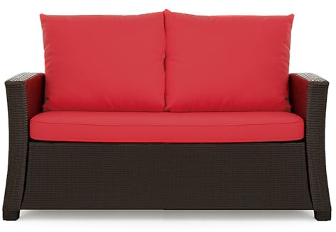 Setgarden® Bankauflage - Outdoor sitzkissen für Gartenbank für polyrattan- Polster Auflage Outdoor - Bankpolster Auflage für Sitzbank Rattan Hollywoodschaukel (Rot, 100x50x50cm)
