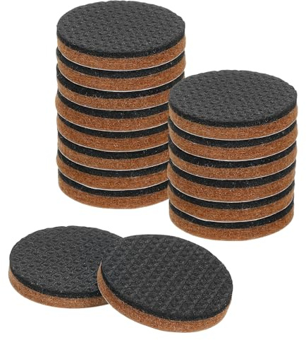 sourcing map 16 Pcs Felt & EVA Furniture Pads, 1 1/6 (30mm) Round Furniture Feet Wood Floor Protectors Self Adhesive for Protecting Hardwood Floors, Table Legs and Chair Legs, Brown+Black