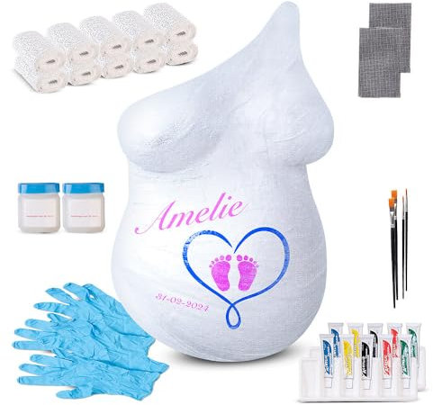 Your Design Gipsabdrücke 3D: 2er-Set Babybauch-Gipsabdruck-Sets mit 5 Acrylfarben und 2 Pinseln (3D Erinnerungen Gipsabform, Babybauch-Gipsabdruck-Komplettset, Geburtstag)