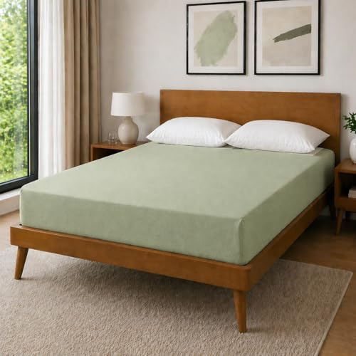 Lenzuolo con Angoli in Jersey di Cotone – Morbido e Traspirante – Adatto a Materassi Fino a 30 cm – 180x200 cm - 130x200 cm - 90x200 cm (Verde salvia)