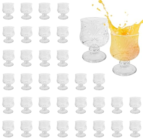 36 Pcs Shot Glass Bulk Set 1.5 oz Mini Cute Shot Glasses Cordial Glasses with Stem Sherry Glasses Clear Shot Glassware for Wine Liqueur Tequila Whiskey Beverage Wedding Party Bar Supplies