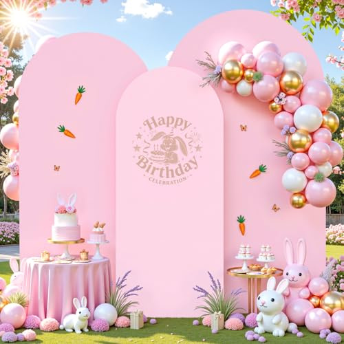Lot de 3 housses d'arche de mariage roses (2,3 m, 2 m, 1,8 m) - Toile de fond extensible en élasthanne pour fête d'anniversaire, fête prénatale, décoration d'arche de mariage