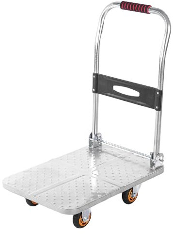 Carrello pieghevole con piattaforma, resistente, ideale per il trasporto di casa e magazzino, design robusto e durevole, con 4 ruote, capacità 400 kg