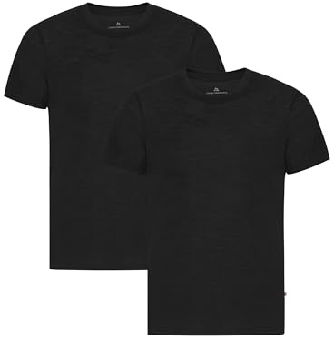 DANISH ENDURANCE 100% Merino Wool T-Shirt for Men, Relaxed Loose Fit, Odour-Resistant, 1 or 2 Pack, Dark Green 2-Pack, XXL