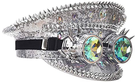 Nattklubbar paljett topp hattar för män och kvinnor jazzhattar scendans prestanda hattar dam mine-kostym, SILVER, one size