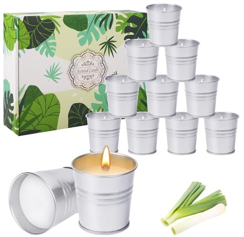 12er-Pack Citronella kerze outdoor für den Außenbereich, Duftkerzen, Duftkerzen geschenkset, geeignet für Balkon, Terrasse, Geburtstage, Feiertage, Hochzeiten, Bis zu 240 Stunden