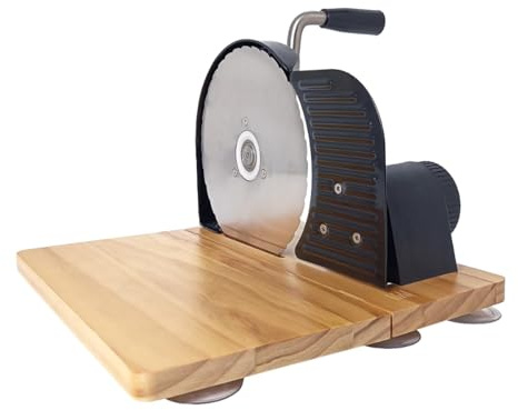 Folpus Trancheuse à manuelle, machine classique de découpe de avec base en bois, épaisseur réglable pour pains au levain faits maison, Pliable Noir