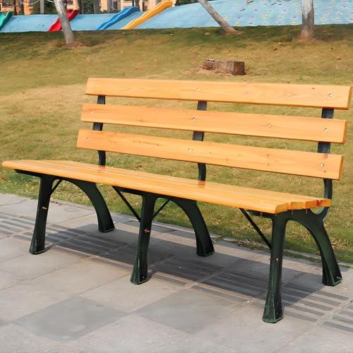 Générique Banc De Jardin avec Dossier Incliné, Banquette De Exterieur 2 Places Banc De Terrasse en Bois Banquette pour Parc Mobilier pour Amenagement Résistant Aux Intempéries 120/150/180cm(150cm)