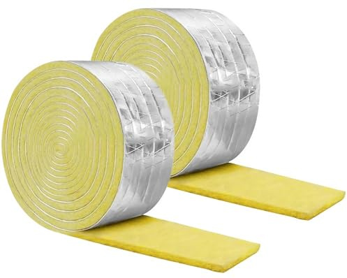 Fiberglas Isolierrolle 10m Rolle für Rohrisolierung Dämmung als Isolierband Dämmwolle, Wärmedämmend schalldämmend für Kalt- Warmwasserleitungen innen außen, für Winterschutz(2pcs)