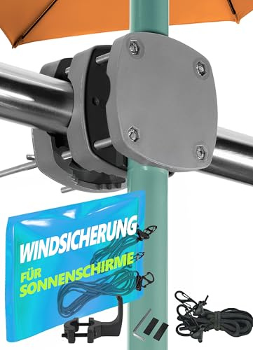 Menz Schirmhalterung Balkongeländer SunnyBoy 3.0 + Windsicherung für Sonnenschirme - Sonnenschirm Halterung Balkon - Sonnenschirmhalter Balkongeländer als Sonnenschirmständer Balkon, Anthrazit