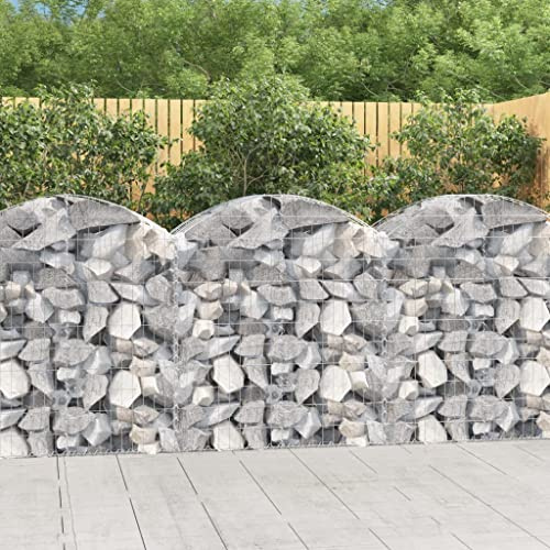 Arched Gabion Basket 100x50x100/120 cm Galvanised Iron Wire Mesh for Decorative and Sound-Insulating Garden Barrier, 4 Pieces Set with Strengthened Hooks for Stable Rock