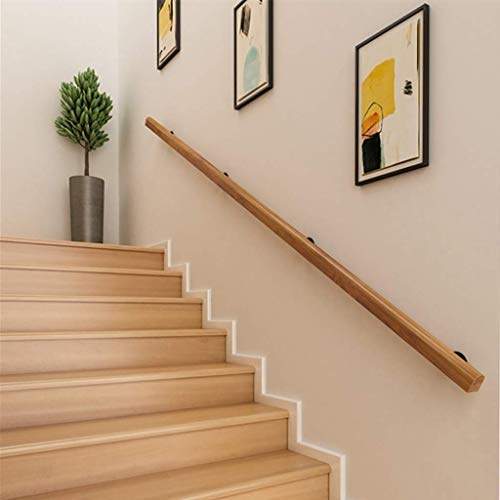 Genérico Kit Completo de pasamanos de Madera Natural de 3 Metros (10 pies): Barra de Seguridad para Montaje en Pared para Apoyo de Personas Mayores, pasamanos para escaleras y pasillos, pasamanos dur