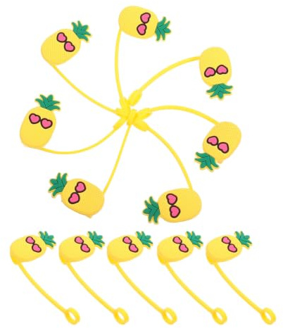 CHICAMPERA 10 Pezzi Copri-punte per Cannucce in Pvc a Forma di Ananas con Occhiali, Riutilizzabili, Proteggono Dalla Polvere, per Attività All'aperto