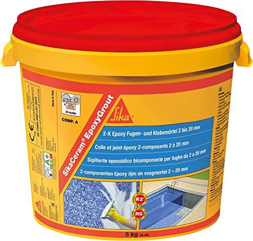 SIKA - Mortero de rejuntado epoxi - SikaCeram EpoxyGrout - Noche - de alta resistencia - para baldosas y azulejos con espesores de 2 a 20 mm - para paredes y suelos interior y exterior - 5kg