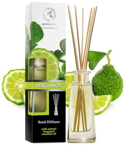 Difusor Bergamota 100ml - Difusor de Aromas con Aceite Esencial Bergamota - Aceite Aromático Reed Difusores - Difusor Perfumado - Ambientador de Varillas de Rattan - Varitas Aromáticas