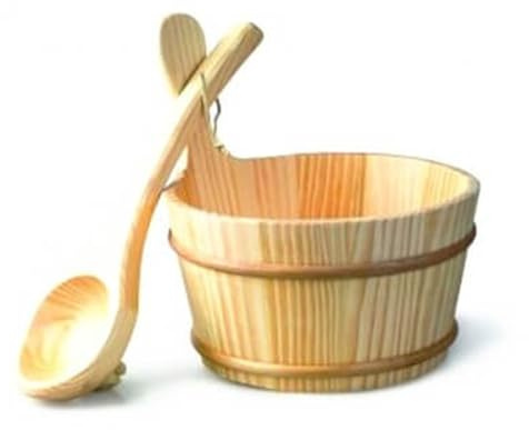 Desineo kit x 4 Accessoires Sauna Seau+louche+Sablier+Thermomètre+Essence Eucalyptus harvia 400ml
