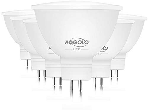 AOGOLO MR16 AC120V 6 pcs LED Light Bulbs, 4200K Daylight White, 50W Halogen Bulb Equivalent,110-120V, 5.5W,500 Lumens,GU5.3 Base,Non-Dimmable,Replacement for Landscape Track Lighting,