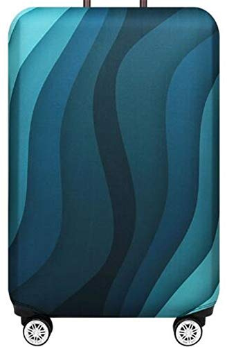 Hayisugal Kofferschutzhülle - elastisch Kofferhülle robust mit 4 Öffnungen, verdeckten Reißverschlüssen – extra dick Kofferüberzug Kofferschutz Luggage Cover, Grüne Welle, M (22-24 Zoll)