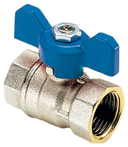 MegaHaustechnik Kugelhahn aus Messing, 1“ IG x IG, blauer Flügelgriff, 1 Zoll Innengewinde beidseitig DN25, Trinkwasser geeignet, Druck 25 Bar, Absperrhahn Absperrventil