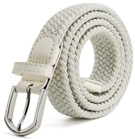 AnJuHoPa Cintura Elastica Per Bambini Cintura Elastica Per Ragazze Ragazzi, Cintura in Gomma Multicolore da Donna Larga 2,5 cm e Lunga 80 cm Con Anello Metallico Bianco