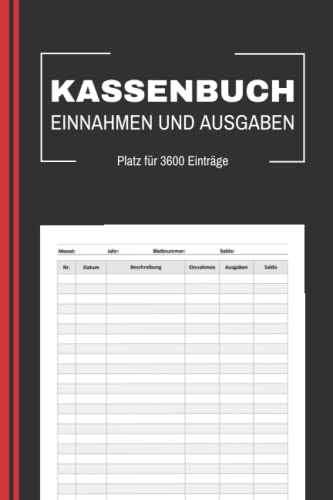 Kassenbuch Kleinunternehmer: für Vereine und Selbständige | Haushaltsbuch | Einnahmen und Ausgaben erfassen | A5 | 3600 Einträge