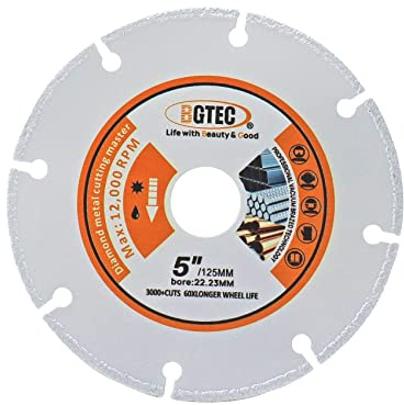 BGTEC Diamant Metalltrennscheibe, 5 Zoll/125 mm vakuumgelötete Trennscheibe Diamanttrennscheibe zum Schneiden von Hartmetall, Legierungen, Eisen, Edelstahl