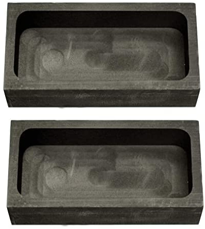 LLF Barrenform für Gold/Silber/Graphit, zum Schmelzen, Gießen, Verfeinern, 2 Stück, 1 kg (100 x 50 x 25 mm)