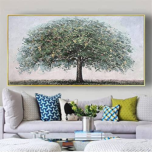 Zhaoyang Art Home Wandbild Goldene Geldbäume Goldrahmen Bild Landschaft Wandkunst Ölgemälde Auf Leinwand Für Wohnzimmer Dekor Kunstwerk 33x71inch/85x180cm Mit Goldenem Rahmen