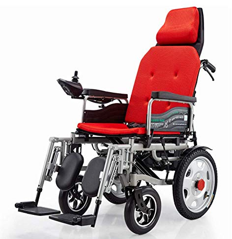 MOLVUS Sedia a rotelle elettrica Anziani Disabili Auto Anziani Intelligente Veicolo a 4 ruote Scooter Portatile Automatico Multifunzionale Pieghevole Potenza Sedia a rotelle (Rosso)