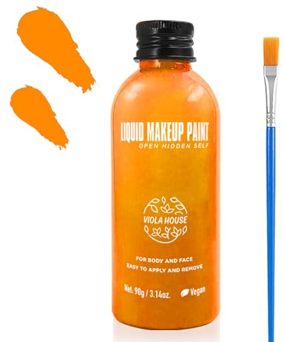 VIOLA HOUSE Peinture Corporelle Pour Le Visage,Bodypainting,Palette Maquillage,Peinture Visage Pour Halloween,NoëL,Carnaval,Pas Besoin D'Eau.(Orange)