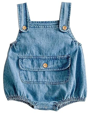 ACMEDE Salopette di Jeans per Bimba Bambina Jumpsuit Senza Maniche Overalls in Denim Pagliaccetto Tutina Neonate Neonato Salopette Jeans Tuta Abbigliamento da Lavoro per Bebè 0-36 Mesi