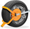 Relaxdays Cepo para Coche, Antirrobo Rueda 13-15 Pulgadas, Inmovilizador Automóvil, Autocaravana, Remolque, Naranja, Acero, 48 x 55-68 x 31,5 cm