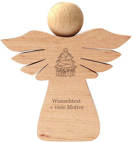 Weihnachtsengel aus Holz mit Gravur - Name, Datum, Spruch + Motiv - personalisiertes Geschenk, Engel Figur mit Flügel, Geldgeschenk, Weihnachten, Weihnachtsdeko, Holzdeko