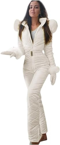 Ropa de Invierno para Mujer Ropa de Nieve para Exteriores Ropa de esquí Impermeable a Prueba de Viento Ropa Deportiva de esquí cálida para Invierno Mono (Blanco,M)