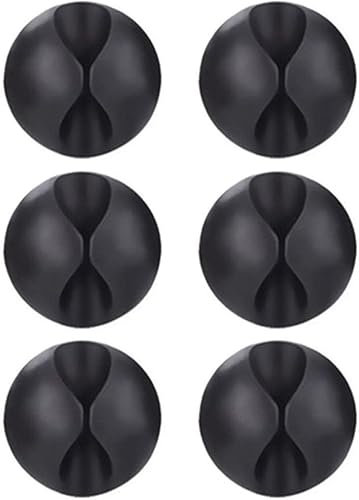 DERDOUT Cable Holder Clips, 6 PCS Cable Tidy Clips Management, Adhesive Silicone Desk Tidy Organizer, Cable Tidy Clips for Home, Office, Car, Wall and Desk (Black)