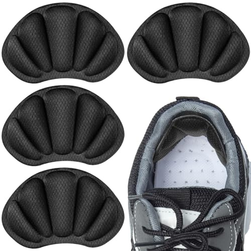 2 Pairs Mesh Self-Adhesive Heel Cushion Pads Black for Women Men