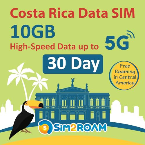 SOLO dati Costa Rica Scheda SIM 30 giornil10 GB di dati Internet ad alta velocità fino a 5G lRoaming gratuito in El Salvador, Guatemala, Nicaragua e Panama | NESSUNA attivazione necessaria!