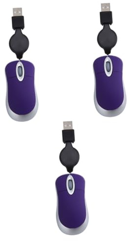 Housoutil 3pcs Mini USB Mouse Telescopic Portable Computer Notebook Mouse for Laptop Superlight Working