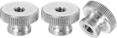 uxcell Knurled Thumb Nuts, 3Pcs M5 x D16mm x H10mm Stainless Steel Round Knobs Fasteners Through Hole Hand Screw Nut Silver for 3D Printer Parts, Machine Tools