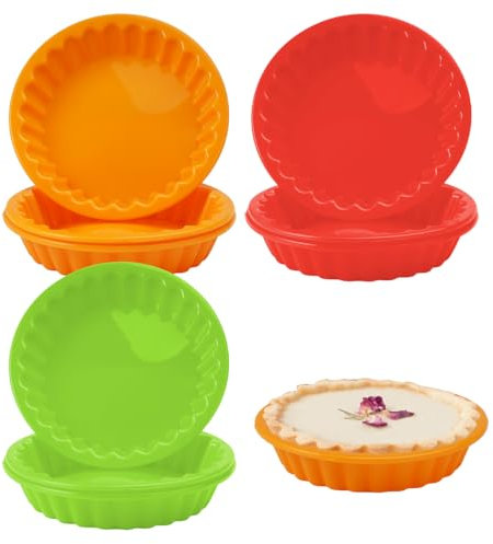Stampini per Crostatine, 9 Pezzi Stampo Crostata Silicone, 11cm Stampi Crostatine Monoporzione, Mini Pirottini da Forno Riutilizzabili Torta,Antiaderenti Forme per Crostatine,per Torte Quiche Crostata