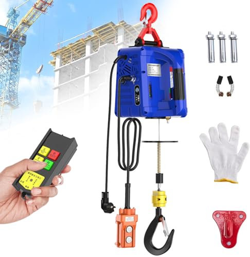 guoyjmm 3 en 1 Polipasto Eléctrico 500KG,Montacargas eléctrico, Grúa de elevación eléctrica en Miniatura for el hogar, grúa de elevación pequeña, polipasto eléctrico de tracción con Control Remoto