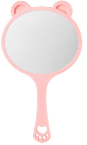 Qianyu Runde Handspiegel mit Griff Mini Tragbar Kosmetikspiegel Taschenspiegel Multifunktion Süßer Bärenohrspiegel Reisespiegel für Tägliche Damen Make-up Handheld Zuhause und Reisenutzung