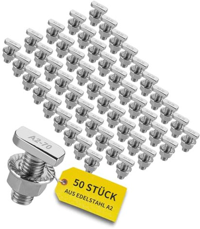 Avoltik 50x Hammerkopfschrauben M10 I 25 mm Edelstahlschrauben mit Flanschmuttern I Schrauben aus A2 Edelstahl für Solar-Montage I M10 Schrauben inkl. Muttern für sichere Befestigung von PV-Modulen