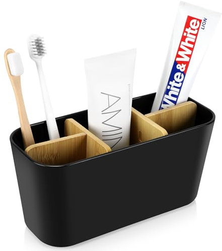 Farerkass ZahnbüRstenhalter Mit HolztrennwäNden Stehender Elektrischer Toothbrush Holde ZahnbüRsten Halter Mit 5 KartenfäChern Und Verdicktem Boden Familie Multifunktional Organizer Bad