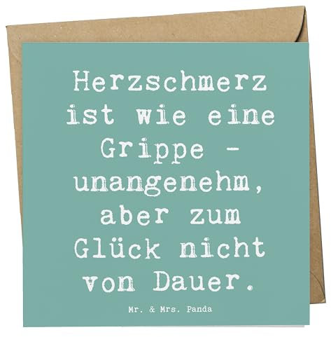 Mr. & Mrs. Panda Grußkarte Spruch Herzschmerz Grippe - Geschenk, Gefühle, Zitat, unangenehm, faltkarte, Stimmung, einzigartige Kreationen, handgefertigt, Motivation, anlasskarte, Klappkarte, Emotionen