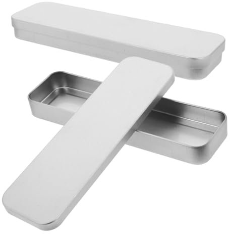 NUOBESTY 2stücke Teiliges Silberfarbenes Blech Stifteetui Mit Deckel Rechteckige Multifunktionale Aufbewahrungsbox Für Schüler Und Büro Stilvoller Stifthalter Aus Wasserdichtem Kompakter or